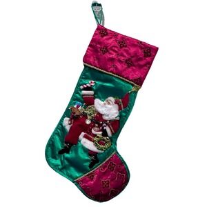 Christmas Stocking Red/green‎ 3D Santa Claus presents,toys,instruments